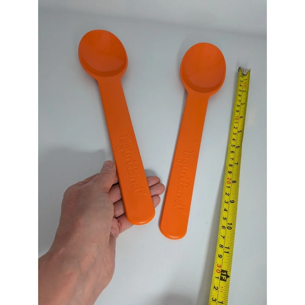 Set of 2 Giant 12 Yogurtland Melamine Orange Spoons Plastic